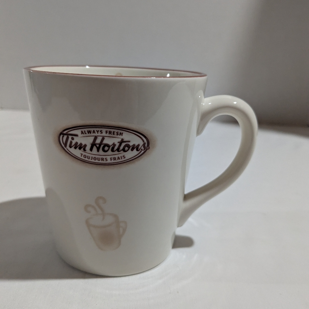 Tim Hortons Coffee Mug Limited Edition 2007 Classic Beige Embossed
